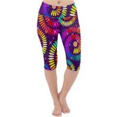 Abstract Background Spiral Colorful Lightweight Velour Cropped Yoga Leggings by HermanTelo