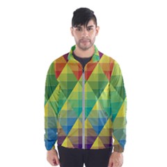 Background Colorful Geometric Triangle Men s Windbreaker by HermanTelo