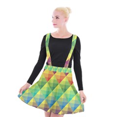 Background Colorful Geometric Triangle Suspender Skater Skirt by HermanTelo