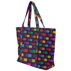 Background Colorful Geometric Zip Up Canvas Bag