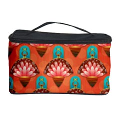 Background Floral Pattern Red Cosmetic Storage