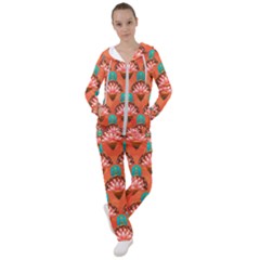Background Floral Pattern Red Women s Tracksuit