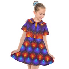 Background Colorful Abstract Kids  Short Sleeve Shirt Dress by HermanTelo