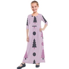 Christmas Tree Fir Den Kids  Quarter Sleeve Maxi Dress by HermanTelo