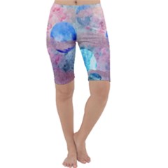 Abstract Clouds And Moon Cropped Leggings  by charliecreates