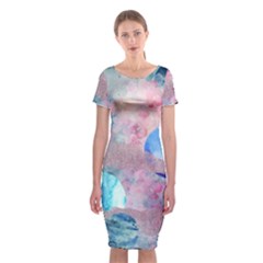 Abstract Clouds And Moon Classic Short Sleeve Midi Dress by charliecreates