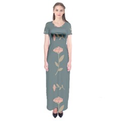 Florets Rose Flower Short Sleeve Maxi Dress by HermanTelo