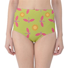 Dragonfly Sun Flower Seamlessly Classic High-waist Bikini Bottoms