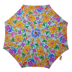 Floral Paisley Background Flower Yellow Hook Handle Umbrellas (small) by HermanTelo
