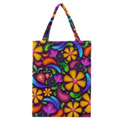 Floral Paisley Background Flower Purple Classic Tote Bag