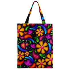 Floral Paisley Background Flower Purple Zipper Classic Tote Bag by HermanTelo