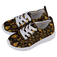 Christmas Background Gold Kids  Lightweight Sports Shoes