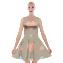 Hearts Heart Love Romantic Brown Velvet Skater Dress by HermanTelo
