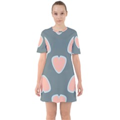 Hearts Love Blue Pink Green Sixties Short Sleeve Mini Dress by HermanTelo