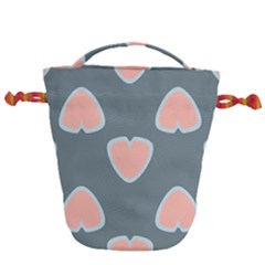 Hearts Love Blue Pink Green Drawstring Bucket Bag by HermanTelo