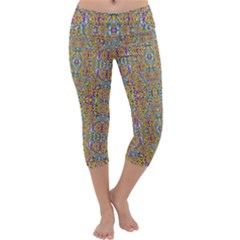 Pearls As Candy And Flowers Capri Yoga Leggings by pepitasart