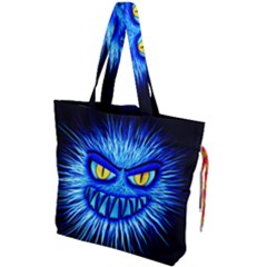 Monster Blue Attack Drawstring Tote Bag by HermanTelo