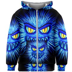 Monster Blue Attack Kids  Zipper Hoodie Without Drawstring by HermanTelo