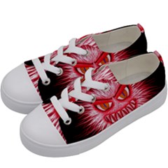 Monster Red Eyes Aggressive Fangs Kids  Low Top Canvas Sneakers by HermanTelo