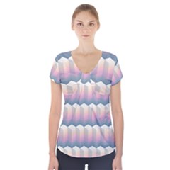 Seamless Pattern Background Block Short Sleeve Front Detail Top