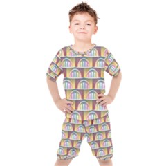 Seamless Pattern Background Abstract Kids  Tee And Shorts Set