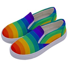 Rainbow Background Colorful Kids  Canvas Slip Ons by HermanTelo