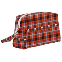 Plaid Pattern Red Squares Skull Wristlet Pouch Bag (large) by HermanTelo