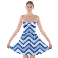 Waves Wavy Lines Strapless Bra Top Dress by HermanTelo