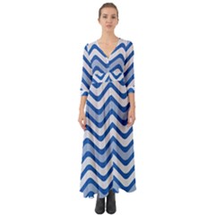 Waves Wavy Lines Button Up Boho Maxi Dress by HermanTelo