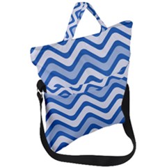 Waves Wavy Lines Fold Over Handle Tote Bag by HermanTelo