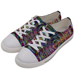 Wave Line Colorful Brush Particles Women s Low Top Canvas Sneakers by HermanTelo