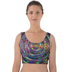 Wave Line Colorful Brush Particles Velvet Crop Top by HermanTelo