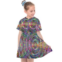 Wave Line Colorful Brush Particles Kids  Sailor Dress by HermanTelo