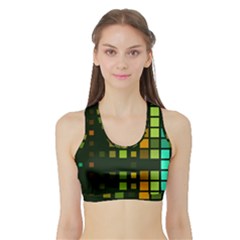 Abstract Plaid Sports Bra With Border