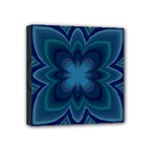 Blue Geometric Flower Dark Mirror Mini Canvas 4  x 4  (Stretched)