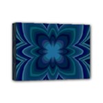 Blue Geometric Flower Dark Mirror Mini Canvas 7  x 5  (Stretched)