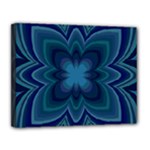 Blue Geometric Flower Dark Mirror Canvas 14  x 11  (Stretched)