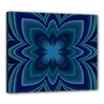Blue Geometric Flower Dark Mirror Canvas 24  x 20  (Stretched)