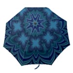 Blue Geometric Flower Dark Mirror Folding Umbrellas