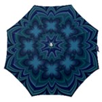 Blue Geometric Flower Dark Mirror Straight Umbrellas