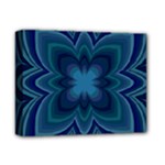 Blue Geometric Flower Dark Mirror Deluxe Canvas 14  x 11  (Stretched)