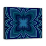 Blue Geometric Flower Dark Mirror Deluxe Canvas 20  x 16  (Stretched)