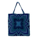 Blue Geometric Flower Dark Mirror Grocery Tote Bag
