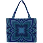 Blue Geometric Flower Dark Mirror Mini Tote Bag