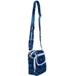Blue Geometric Flower Dark Mirror Shoulder Strap Belt Bag
