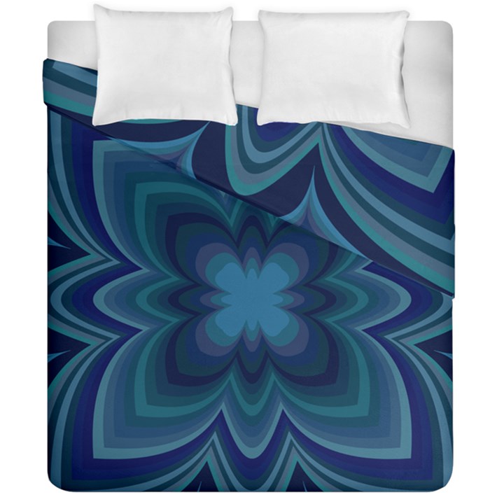 Blue Geometric Flower Dark Mirror Duvet Cover Double Side (California King Size)