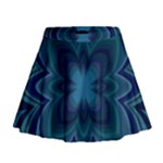 Blue Geometric Flower Dark Mirror Mini Flare Skirt