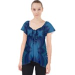 Blue Geometric Flower Dark Mirror Lace Front Dolly Top