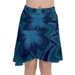 Blue Geometric Flower Dark Mirror Chiffon Wrap Front Skirt