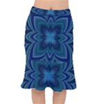 Blue Geometric Flower Dark Mirror Mermaid Skirt